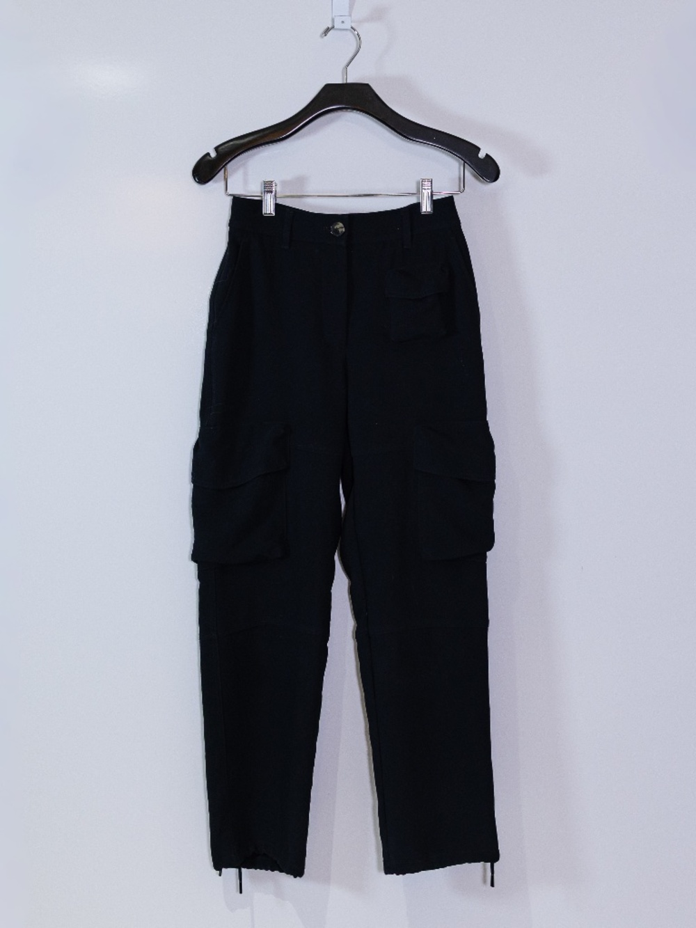 Wilfred Aritzia Project Cargo High Rise Crepe Cargo Trouser Pants Black 0